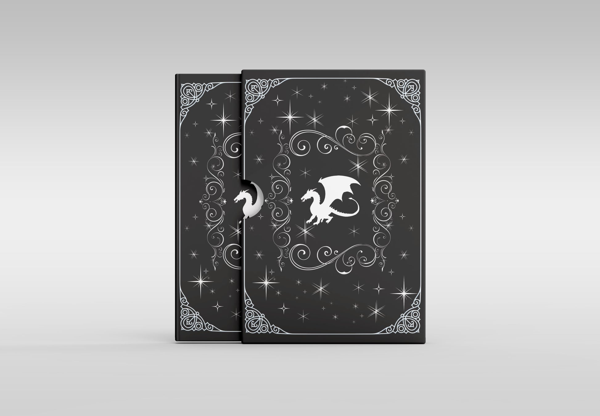 A Dragon’s Queen special edition hardcover in black velvet with silver foiling on the matching black and silver slipcase