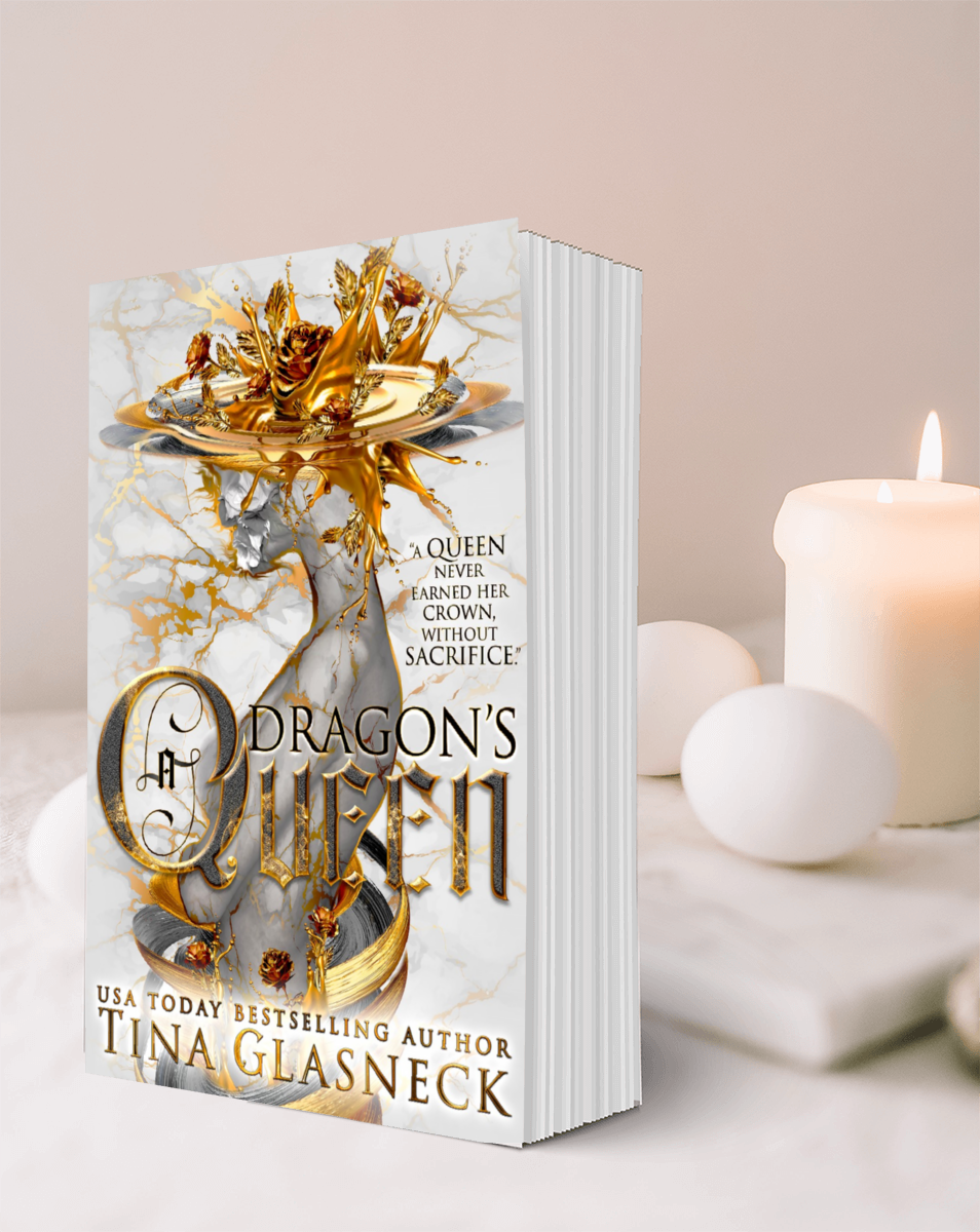 Paperback edition mockup of A Dragon’s Queen fantasy romance novel