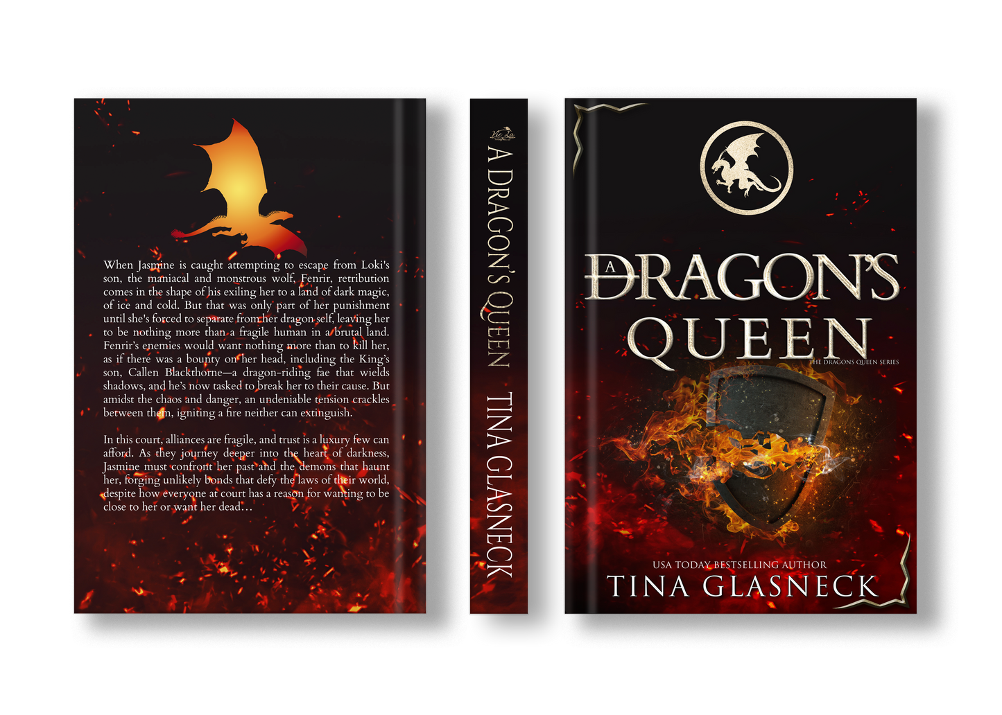 Full view of A Dragon’s Queen standard hardback edition with dust jacket