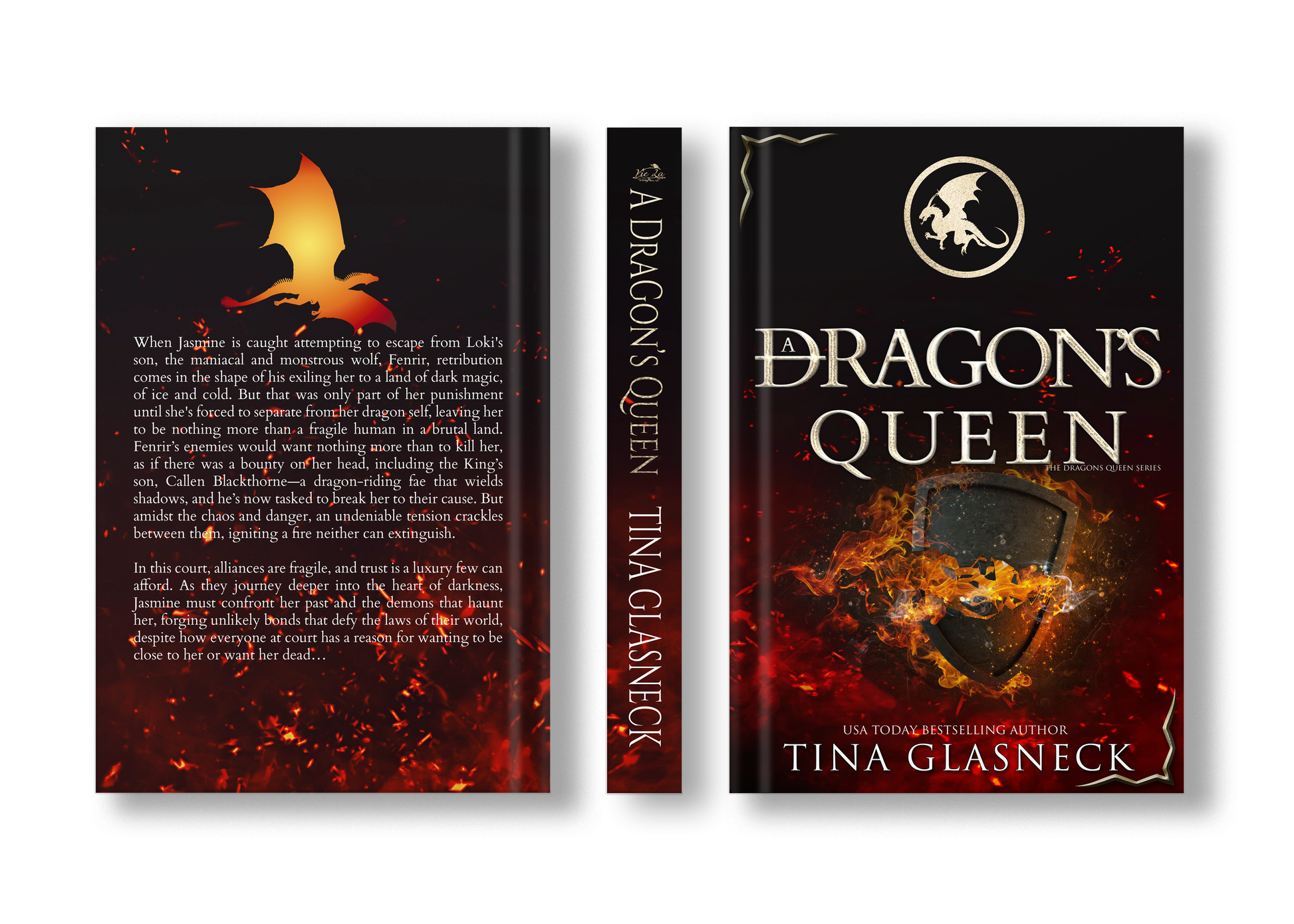 Full view of A Dragon’s Queen standard hardback edition with dust jacket