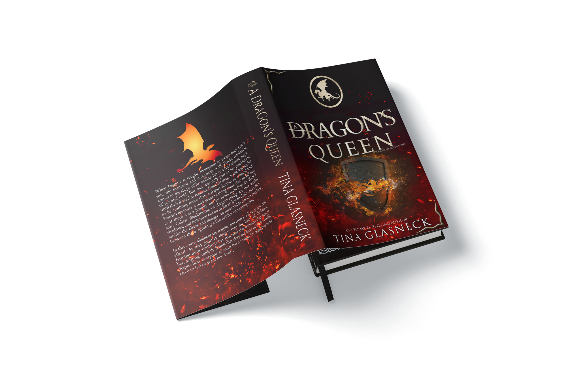 Standard hardcover edition of A Dragon’s Queen with dust jacket mockup