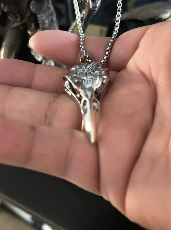 Crow Skull Pendant Necklace