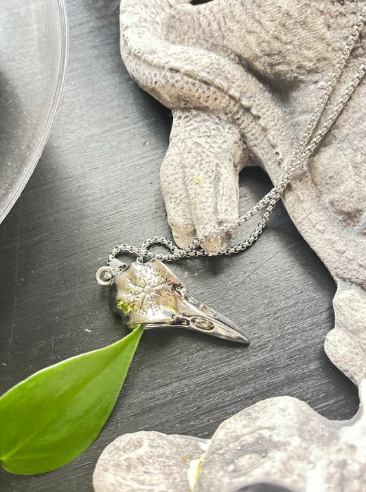 Crow Skull Pendant Necklace