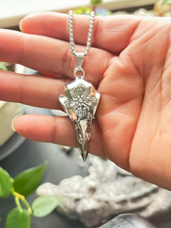 Crow Skull Pendant Necklace
